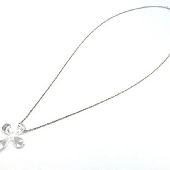 Tiffany & Co. Crystal Cross Necklace 16" Platinum PT950 Auth D-t1014 - Picture 2 of 5